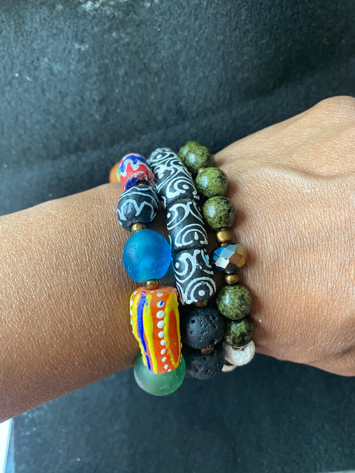 Krobo & Color Stack - Aromatherapy Bracelet Set